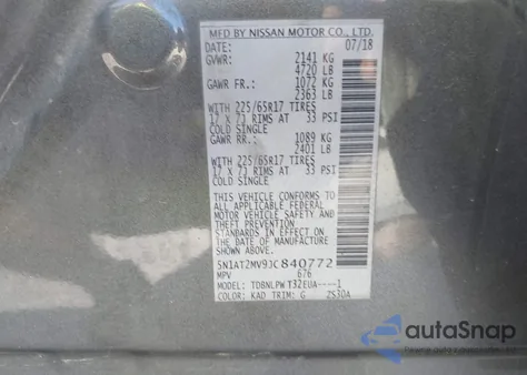 2018 Nissan Rogue S from USA, damaged, VIN 5N1AT2MV9JC840772